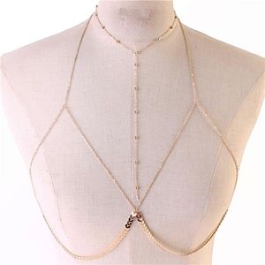 Dainty Gold chain bra necklace